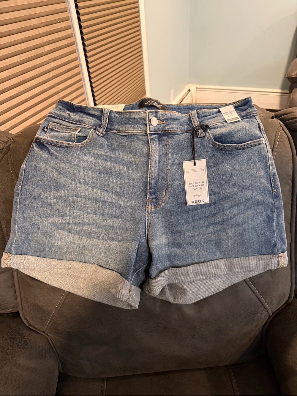 Judy Blue Light Blue Rolled Cuff Denim Shorts